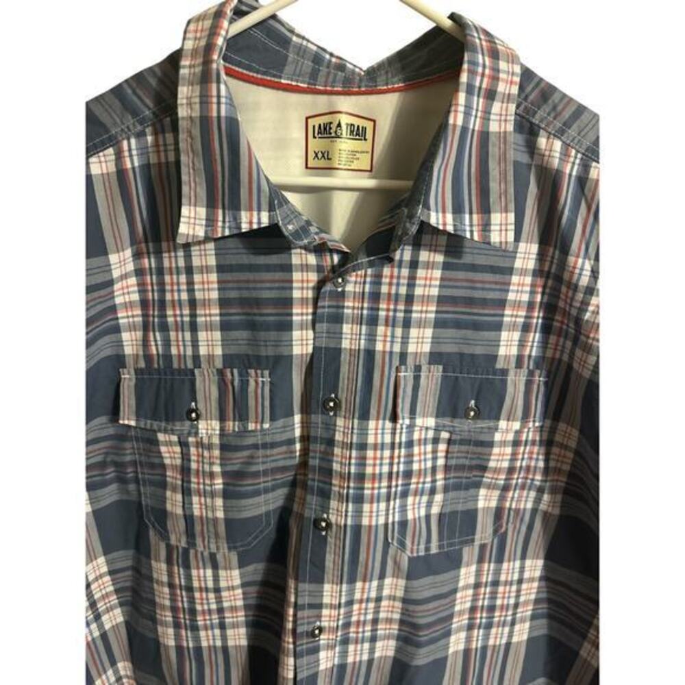 Lake & Trail Blue Plaid XXL Activewear Button Down Shirt‎